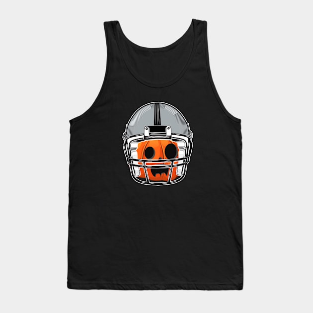 Pumpkin Wearing Football Helmet Halloween Costume Tank Top by justiceberate